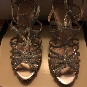 Silver evening sandals
